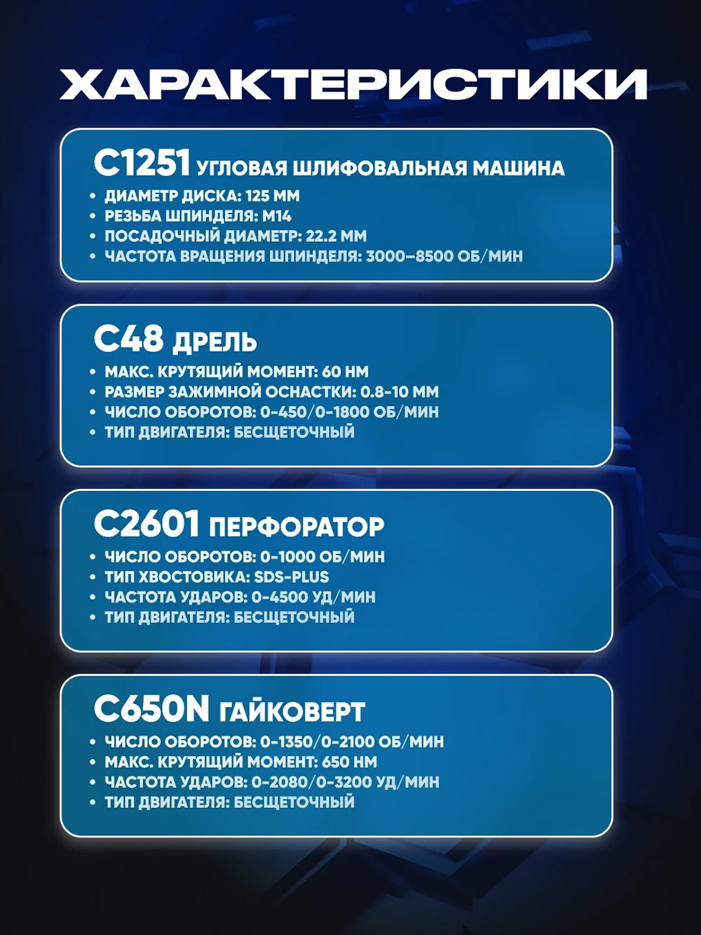 Набор аккумуляторных инструментов C128-4B (1в4) — изображение 2